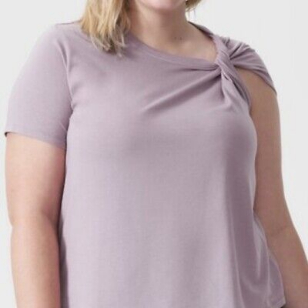 UNIVERSAL STANDARD Dione Twist Basic Tee Shirt Purple Plus Size M 18/20